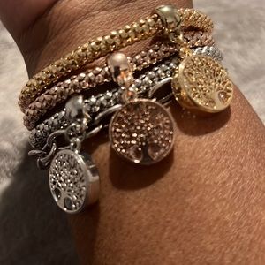 NWOT GOLD SILVER ROSE GOLD BRACELETS W/tree of life charms